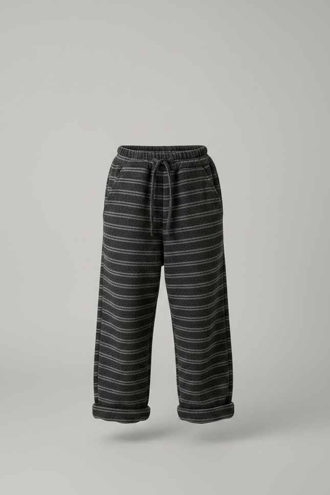 Pantalon Japonais Rayé Gris Ample Décontracté Enfant - Molleton - vue 3