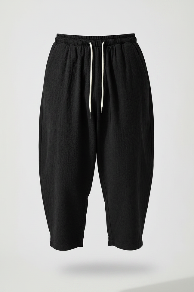 Pantalon Japonais Noir Fluide Ample Coton Homme - vue 3