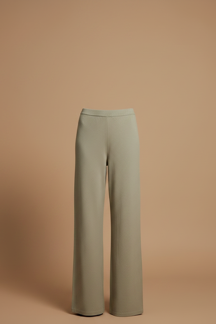 Pantalon Japonais Vert Ample Laine Fluide Décontracté - Kaki - vue 3