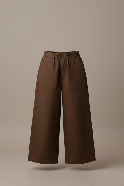 Pantalon Japonais Marron Coton Ample Enfant Uni - Toile - vue 3