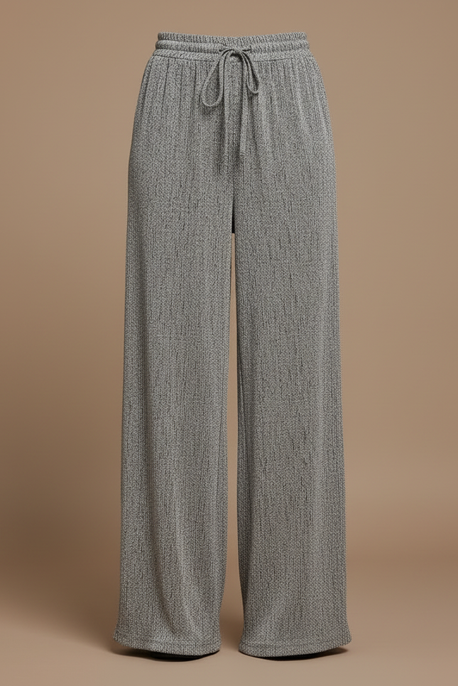 Pantalon Japonais Gris Fluide Ample Cordon Élégant - Maille - vue 3