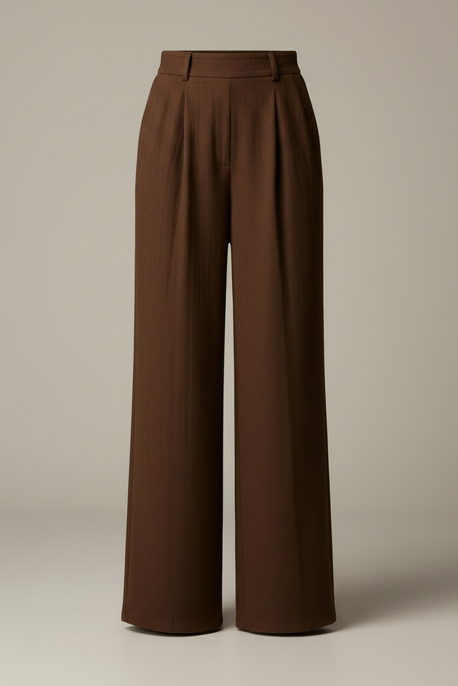 Pantalon Japonais Marron Ample Droit Élégant Hiver - Laine - vue 3