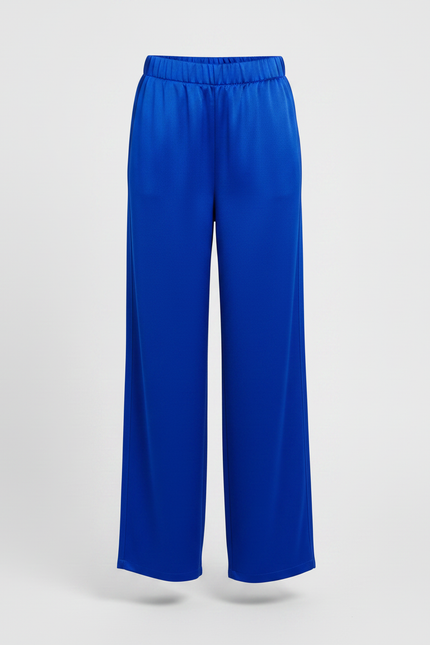 Pantalon Japonais Bleu Royal Satin Ample Fluide Fille - vue 3