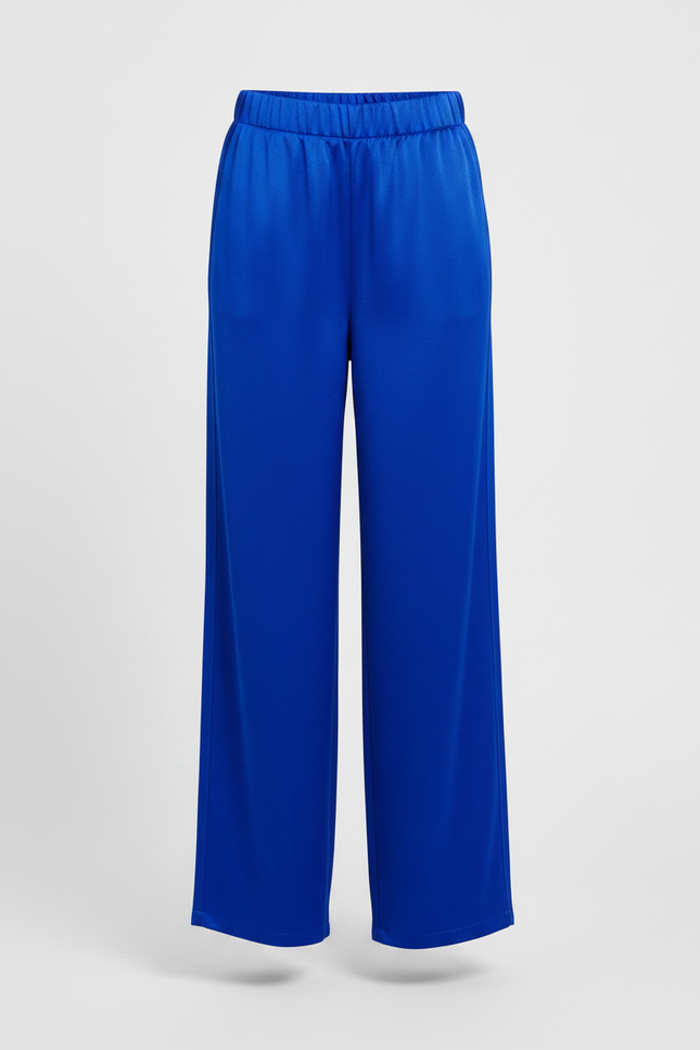 Pantalon Japonais Bleu Royal Satin Ample Fluide Fille - vue 3