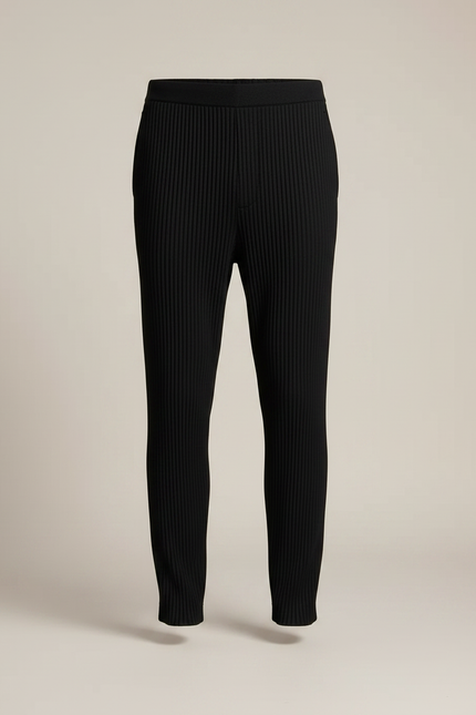 Pantalon Japonais Plissé Noir Ample Décontracté Homme - Maille - vue 3