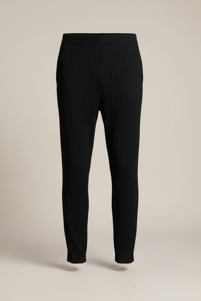 Pantalon Japonais Plissé Noir Ample Décontracté Homme - Maille - vue 3