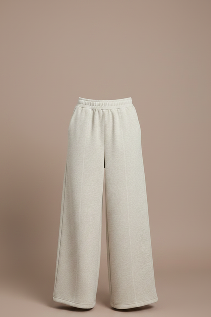 Pantalon Japonais Crème Ample Droit Doux Confortable - Beige Molleton - vue 3