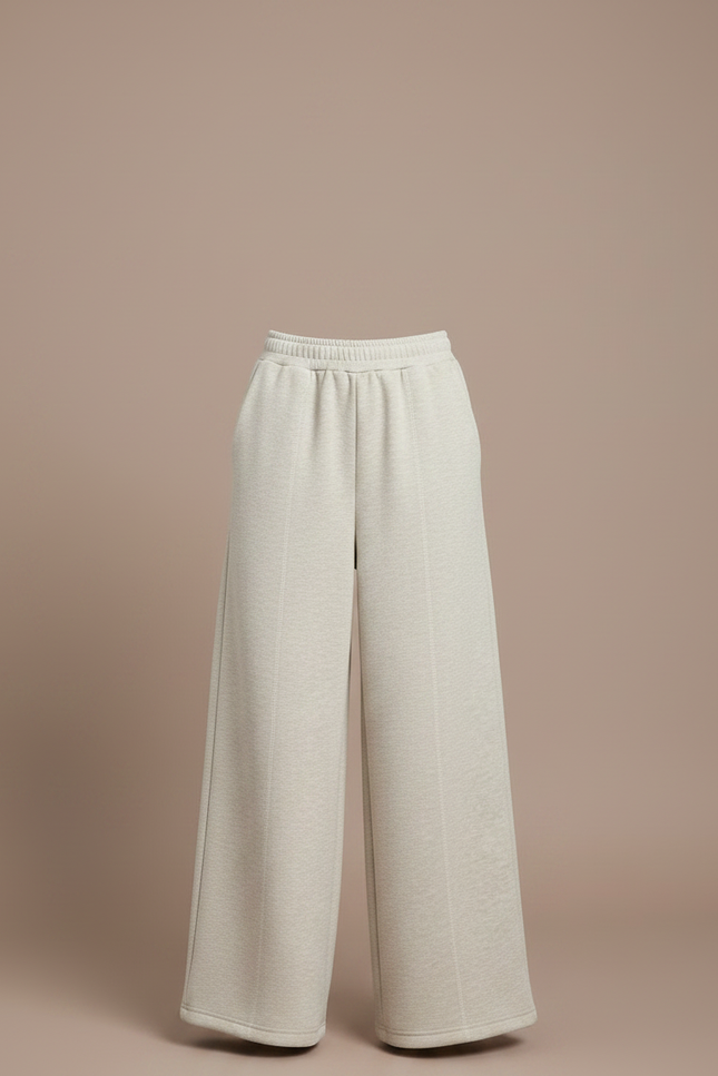 Pantalon Japonais Crème Ample Droit Doux Confortable - Beige Molleton - vue 3