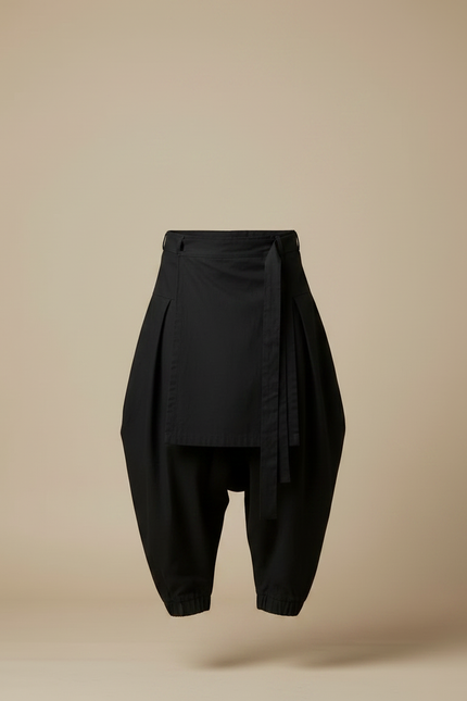 Pantalon Japonais Noir Ample Jupe Streetwear Homme - Toile - vue 3