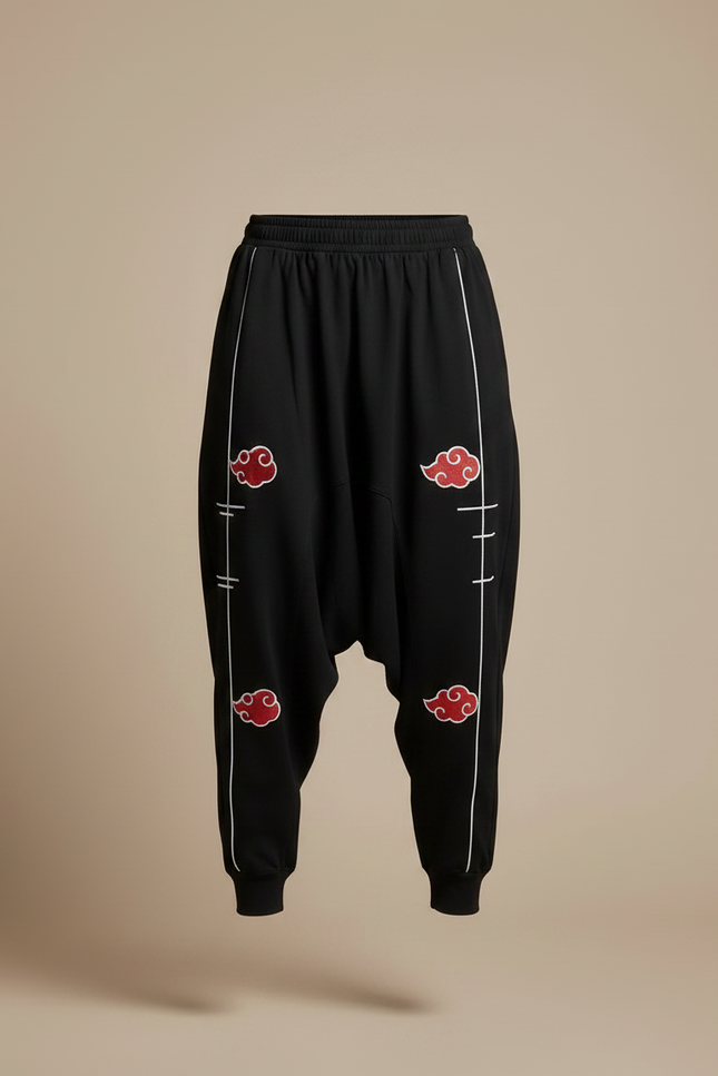 Pantalon Japonais Noir Ample Akatsuki Décontracté Femme - Molleton - vue 3