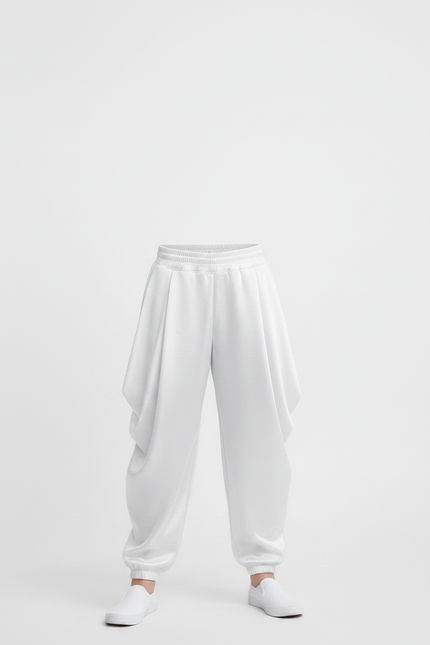 Pantalon Japonais Blanc Satiné Ample Garçon Danse - vue 3