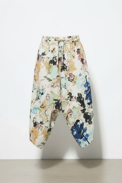 Pantalon Japonais Harem Imprimé Floral Ample Enfant - Lin - vue 3