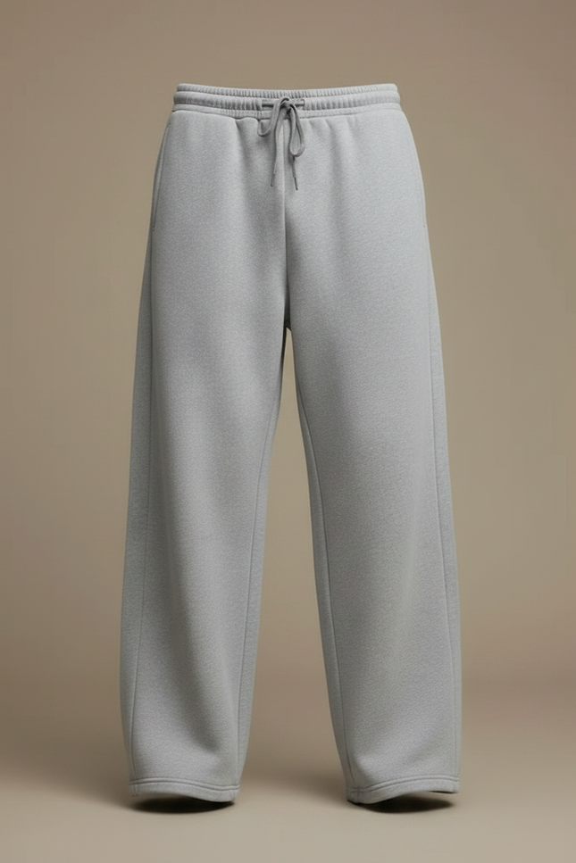Pantalon Japonais Gris Ample Cordon Décontracté Molleton - vue 3