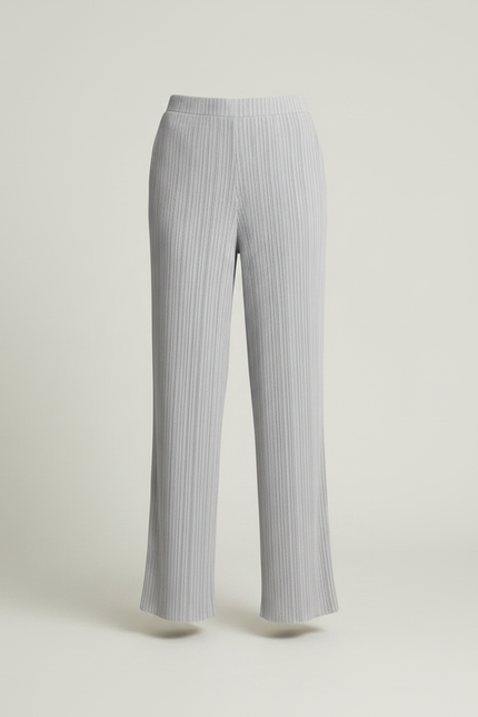 Pantalon Japonais Gris Plissé Ample Fluide Élégant - Polyester - vue 3