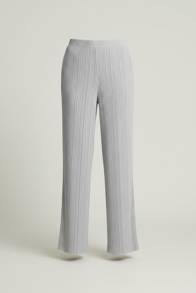 Pantalon Japonais Gris Plissé Ample Fluide Élégant - Polyester - vue 3