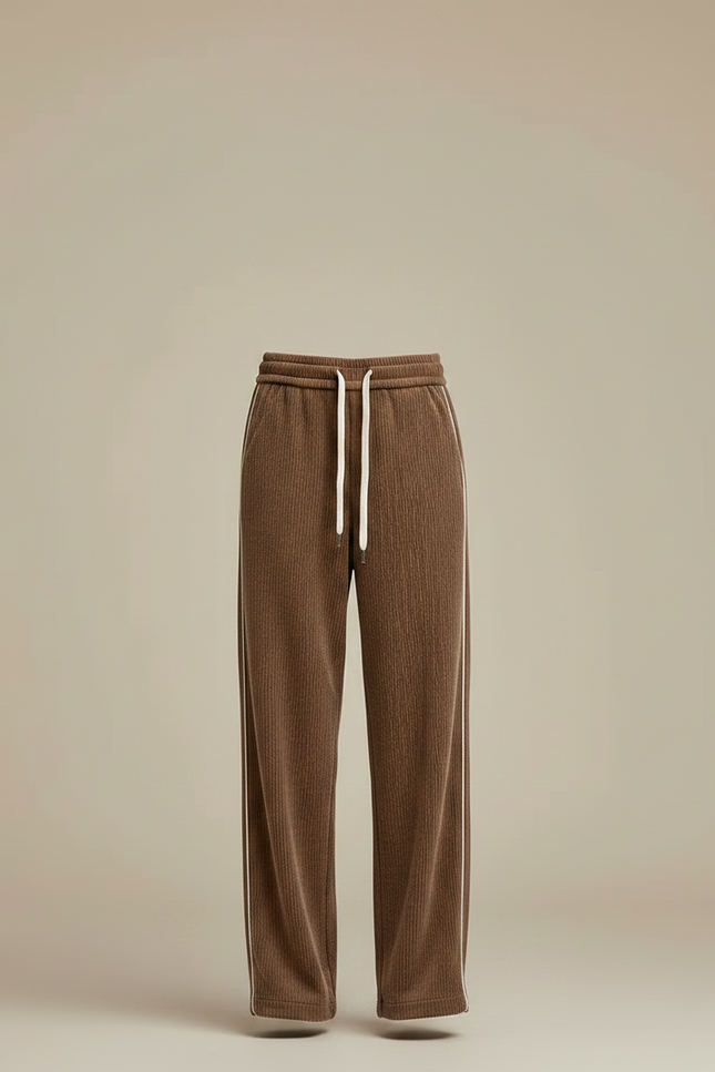 Pantalon Japonais Marron Côtelé Ample Décontracté Blanc - Cordé - vue 3