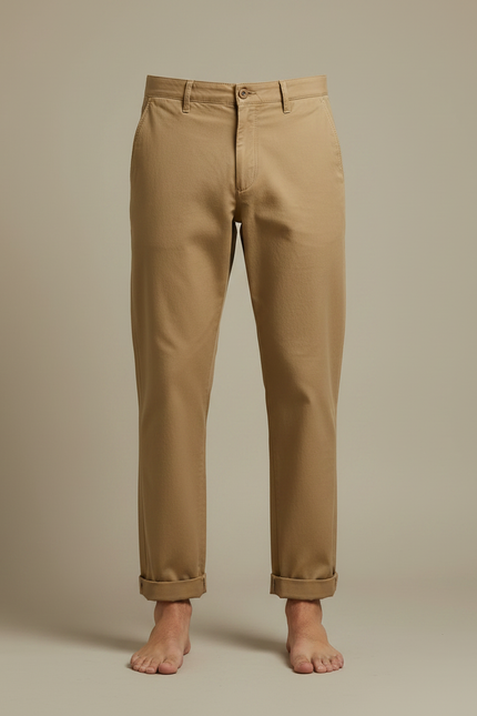 Pantalon Japonais Chino Camel Décontracté Coton Homme - vue 3