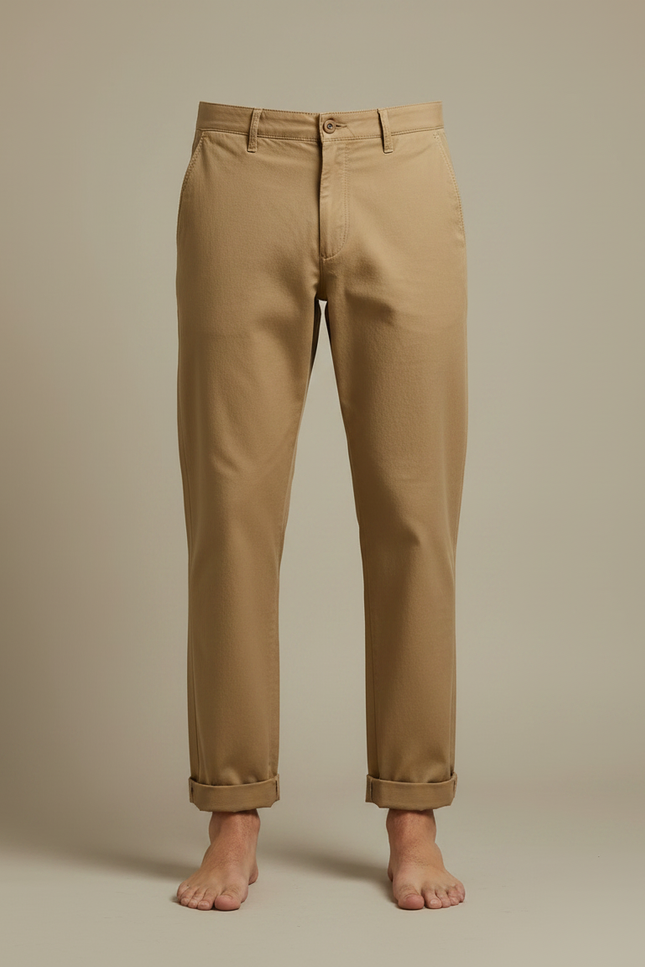 Pantalon Japonais Chino Camel Décontracté Coton Homme - vue 3