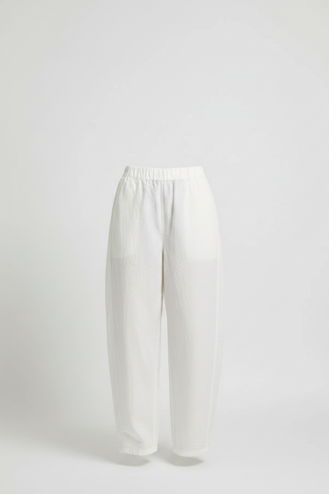 Pantalon Japonais Blanc Coton Ample Décontracté Fluide - vue 3