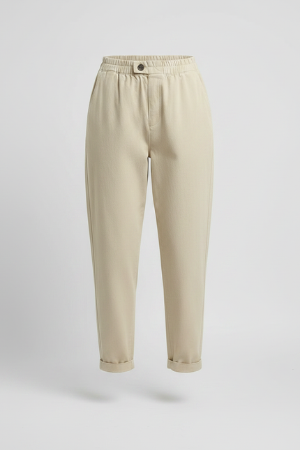 Pantalon Japonais Beige Coton Ample Décontracté Femme - vue 3