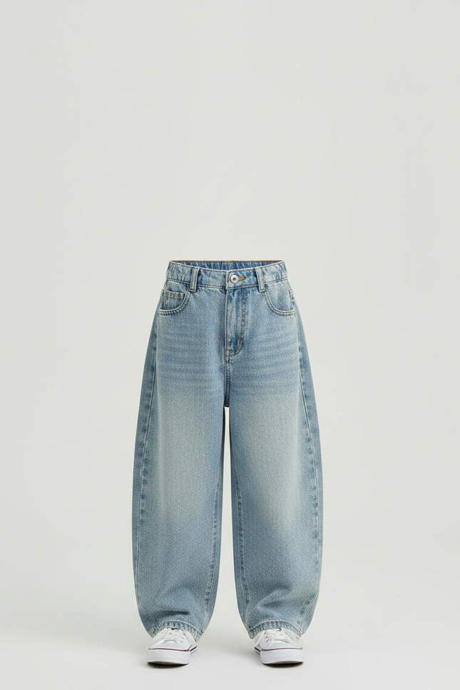 Pantalon Japonais Large Bleu Clair Décontracté Enfant - Jean - vue 3