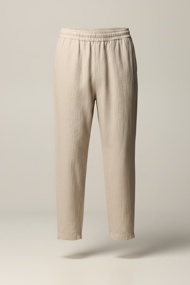 Pantalon Japonais Beige Lin Coton Ample Décontracté Homme - vue 3