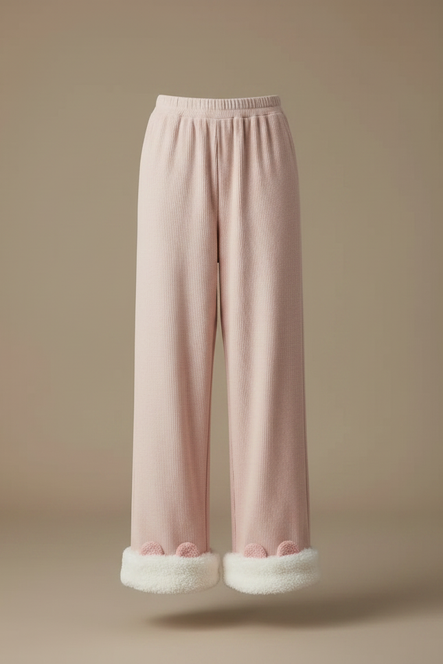 Pantalon Japonais Rose Ample Molletonné Oreilles Mignonnes - vue 3