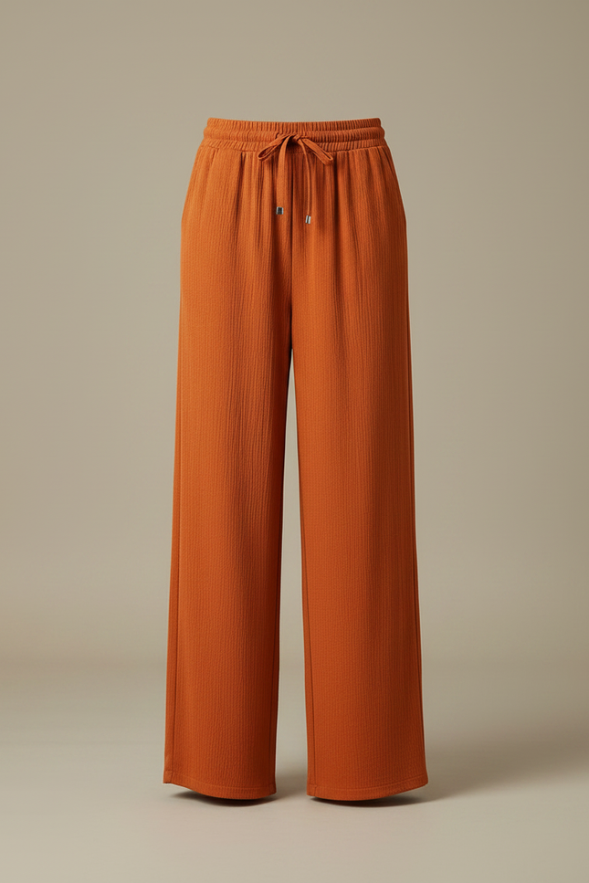 Pantalon Japonais Orange Ample Côtelé Cordon Fluide - Cordé - vue 3