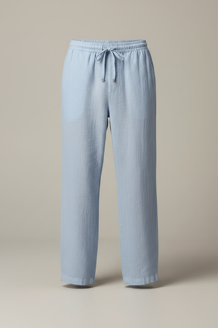Pantalon Japonais Bleu Ciel Ample Lin Coton - vue 3
