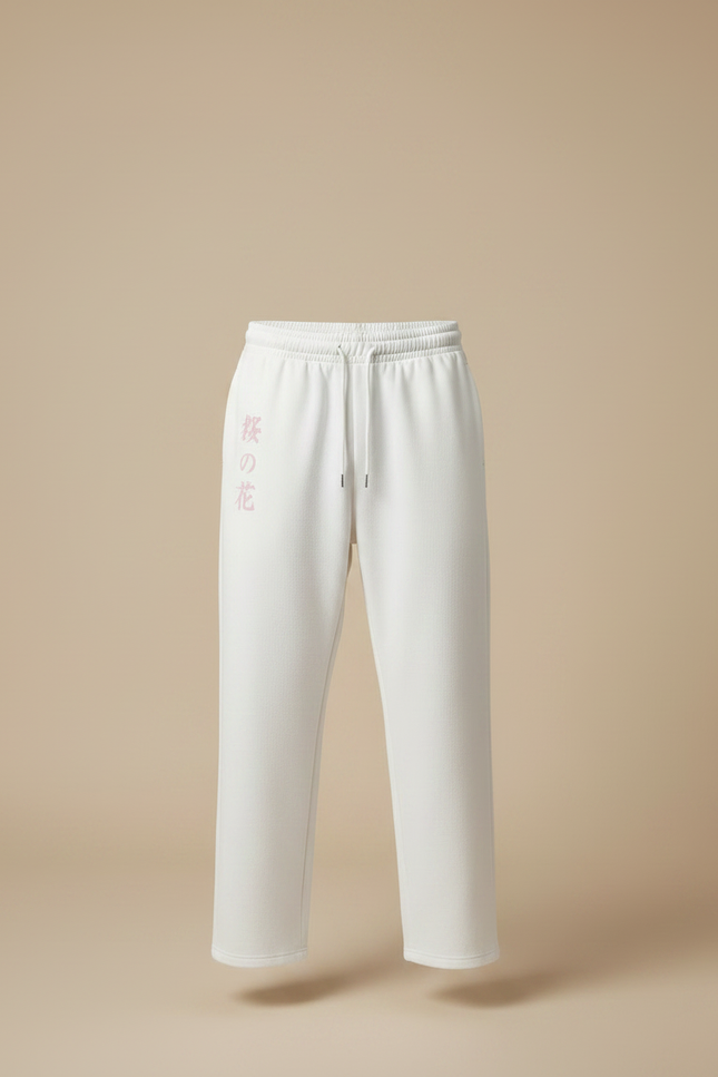 Pantalon Japonais Blanc Ample Coton Sakura Décontracté - Molleton - vue 3