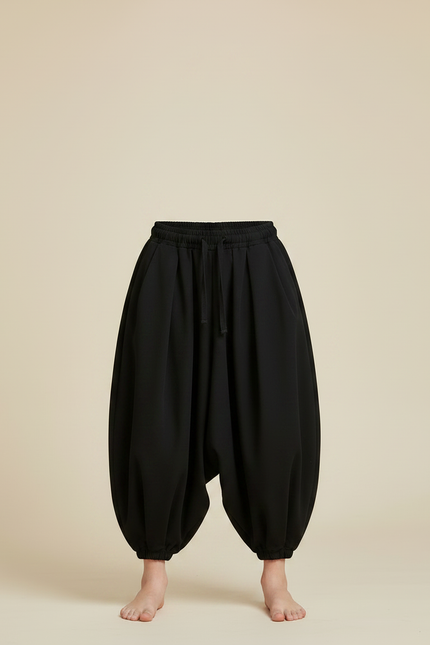 Pantalon Japonais Noir Ample Bouffant Enfant Décontracté - Viscose - vue 3