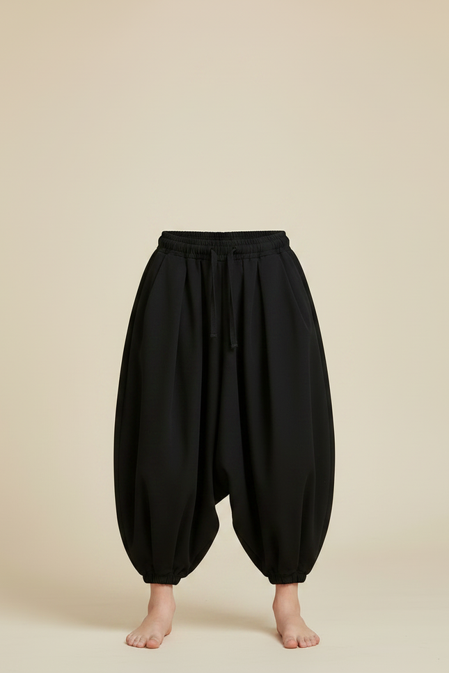 Pantalon Japonais Noir Ample Bouffant Enfant Décontracté - Viscose - vue 3