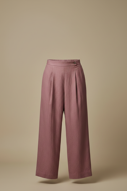 Pantalon Japonais Rose Ample Lin Plissé Élégant Femme - vue 3