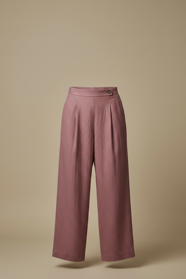 Pantalon Japonais Rose Ample Lin Plissé Élégant Femme - vue 3