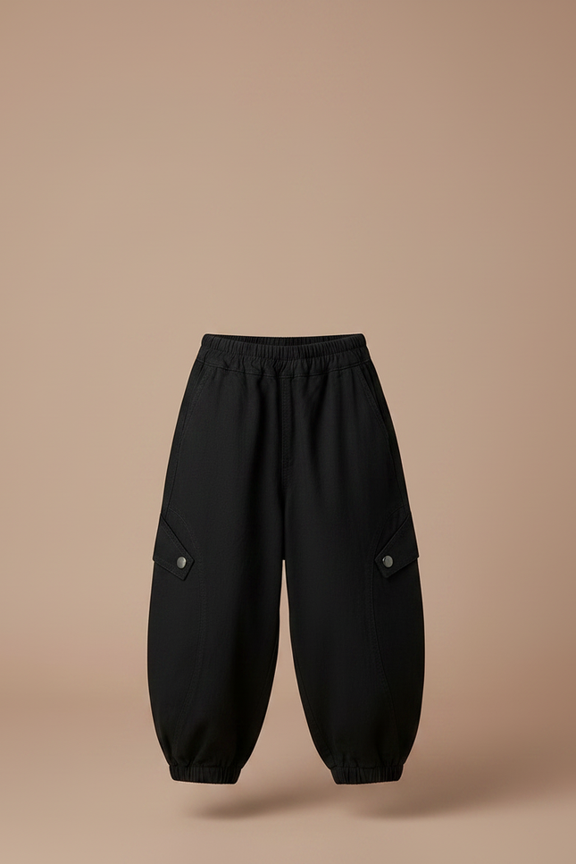 Pantalon Japonais Noir Cargo Ample Garçon Coton - vue 3