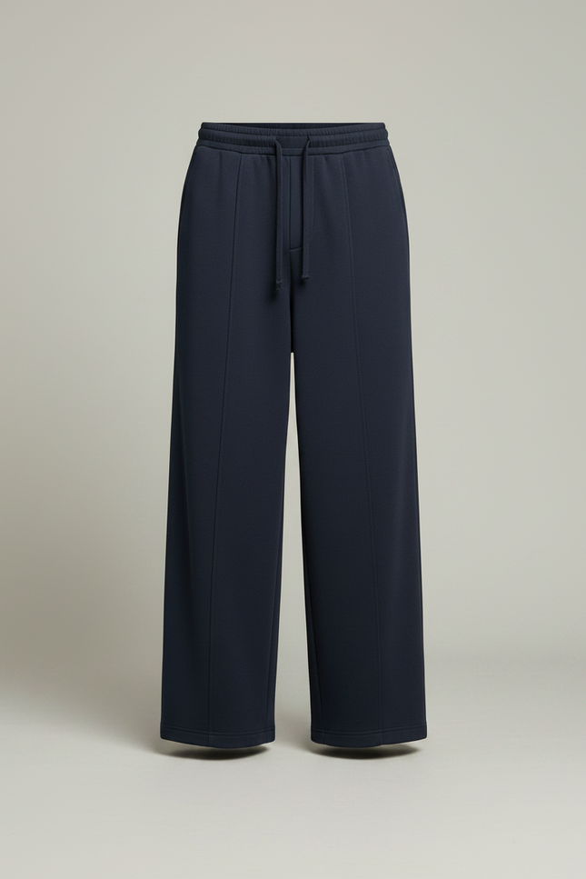 Pantalon Japonais Large Bleu Marine Ample Décontracté - Molleton - vue 3