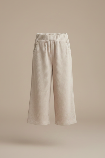 Pantalon Japonais Beige Côtelé Ample Confortable Enfant - Cordé - vue 3