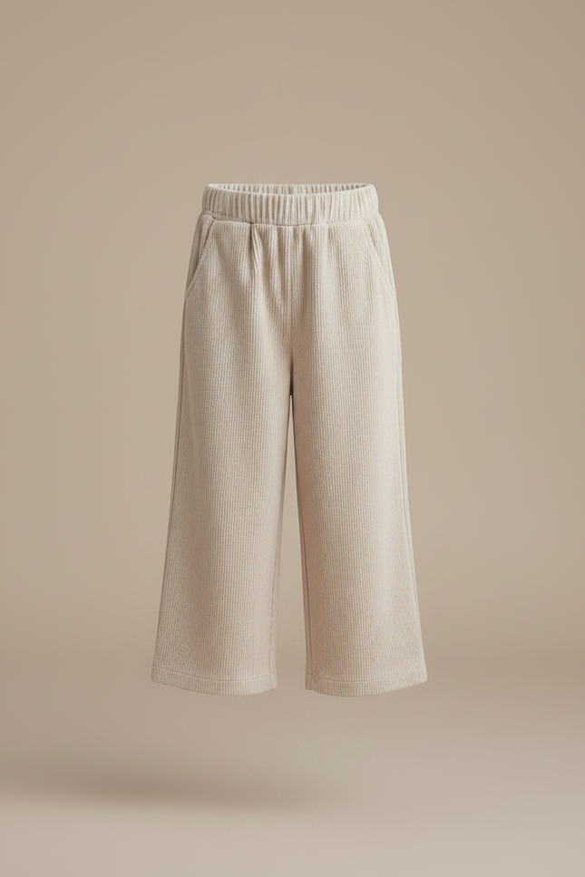 Pantalon Japonais Beige Côtelé Ample Confortable Enfant - Cordé - vue 3