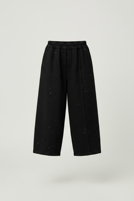 Pantalon Japonais Noir Large Pailleté Hiver Enfant - Molleton - vue 3