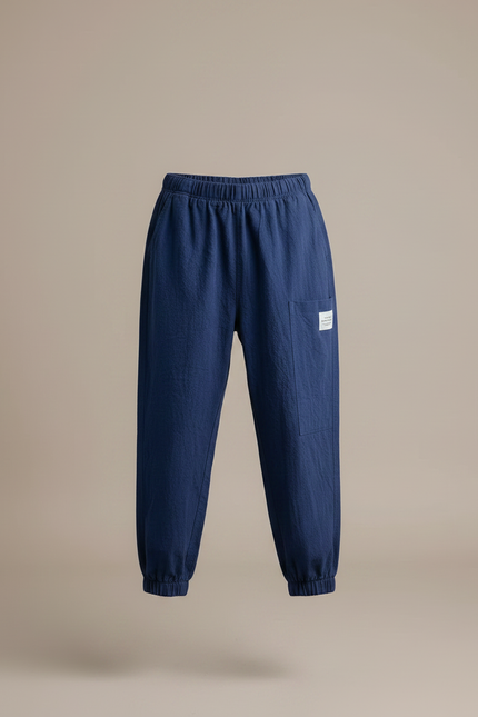 Pantalon Japonais Coton Lin Bleu Ample Enfant - vue 3