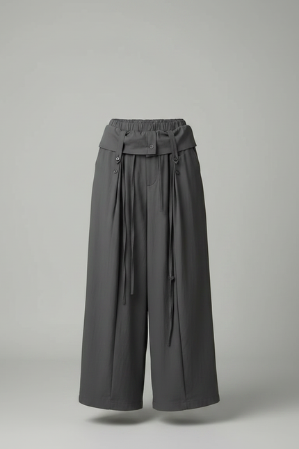 Pantalon Japonais Gris Ample Décontracté Coton Femme - vue 3