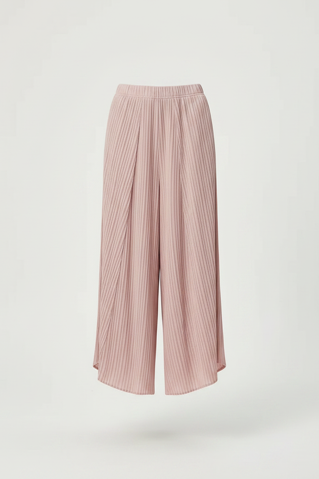 Pantalon Japonais Plissé Rose Fluide Élégant Femme - Polyester - vue 3