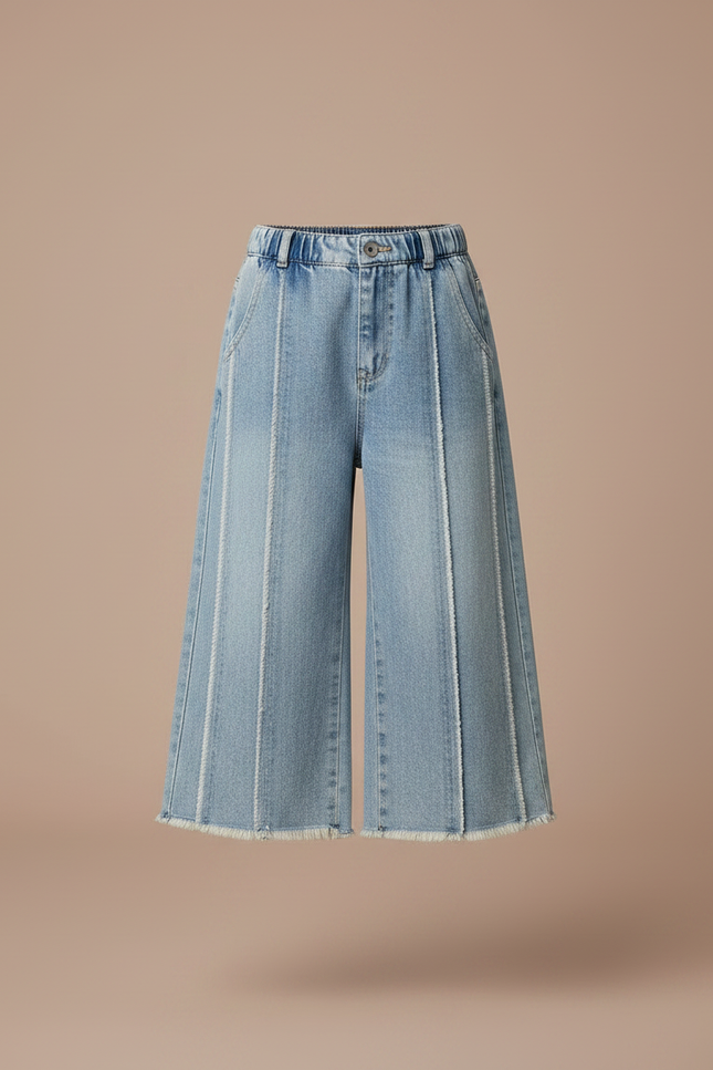 Pantalon Japonais Denim Bleu Ample Fille Décontracté - Jean - vue 3