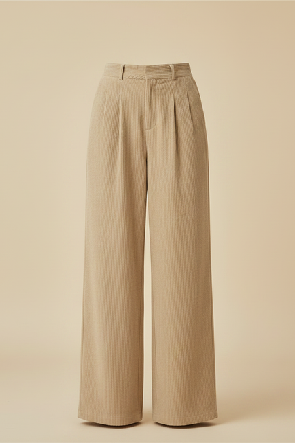 Pantalon Japonais Côtelé Beige Ample Plissé Décontracté - Cordé - vue 3