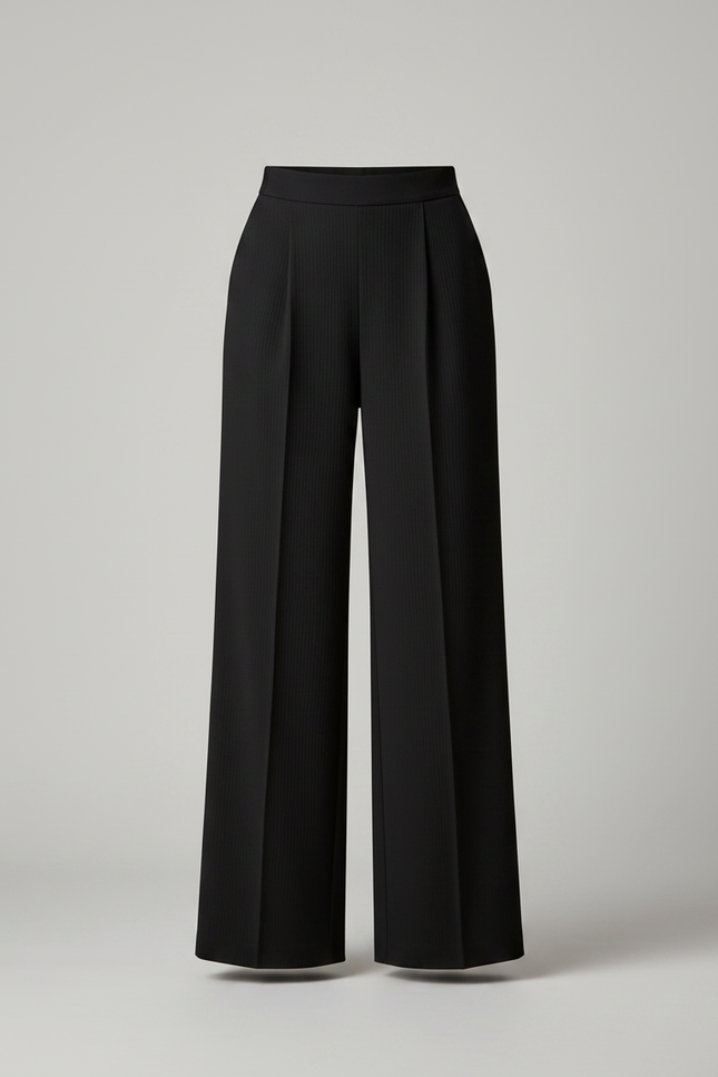 Pantalon Japonais Noir Fluide Taille Haute Élégant - Polyester - vue 3