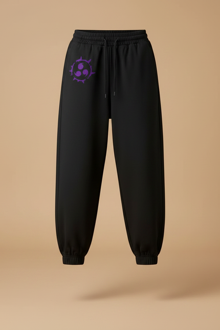 Pantalon Japonais Noir Ample Imprimé Anime - Molleton - vue 3