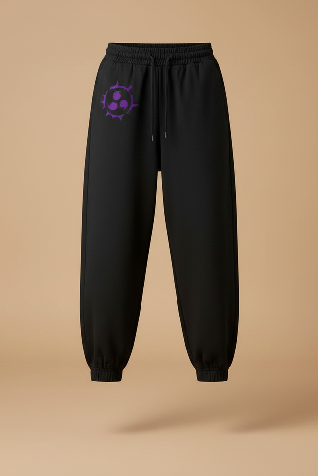 Pantalon Japonais Noir Ample Imprimé Anime - Molleton - vue 3