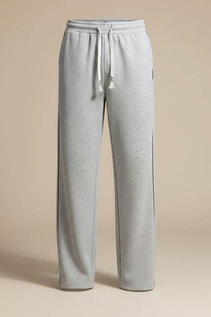 Pantalon Japonais Gris Droit Cordon Décontracté Molleton - vue 3