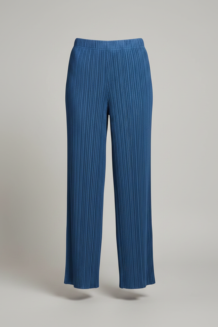 Pantalon Japonais Bleu Plissé Ample Fluide Élégant - Polyester - vue 3