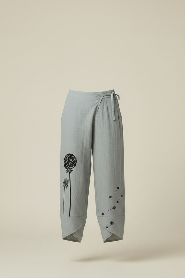 Pantalon Japonais Lin Ample Dandelion Gris - vue 3